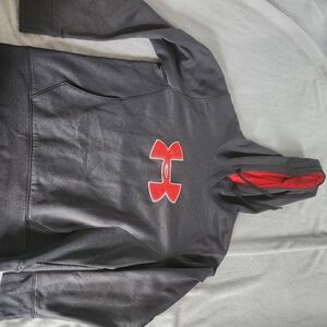 Under Armour Black Hoodie with Red Logo and Hood Lining